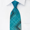 Perry Ellis Rhinestone Necktie Turquoise Geometric Checker 