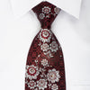 Perry Ellis Rhinestone Silk Necktie Silver Burgundy Floral 