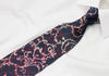Perry Ellis Rhinestone Silk Tie Burgundy Vines On Navy With 