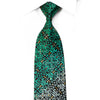 Perry Ellis Rhinestone Silk Tie Teal Acanthus On Black With 