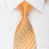Perry Ellis Silk Necktie Orange Stripes Floral On White 
