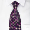 Perry Ellis Silk Rhinestone Necktie Checker On Purple With 