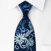 Perry Ellis Silk Rhinestone Necktie Floral On Blue With 
