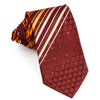 Perry Ellis Woven Silk Neck Tie Orange Stripes On Burgundy 