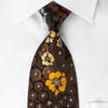 Pierre Balmain Rhinestone Tie Floral On Brown With Silver 