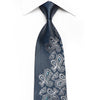 Pierre Cardin Men’s Crystal Silk Tie Silver Paisley On Navy 