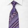 Pierre Cardin Men’s Rhinestone Necktie Floral On Purple Silk