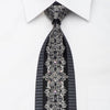 Pierre Cardin Mens Rhinestone Silk Necktie Silver Cartouche 