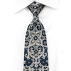 Pierre Cardin Men’s Rhinestone Silk Necktie Silver Damask On