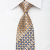 Pierre Cardin Men’s Rhinestone Tie Golden Dots On Blue Silk 