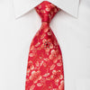 Pierre Cardin Mens Silk Necktie Floral On Red Sparkling With