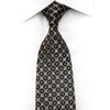 Pierre Cardin Mens Silk Necktie Gold Black Ornate Checkered 