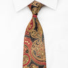 Pierre Cardin Men’s Silk Necktie Gold Burgundy Black Paisley