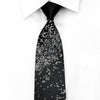 Pierre Cardin Mens Silk Necktie Silver Geometric On Black 
