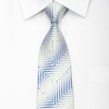Pierre Cardin Men’s Silk Necktie White Chevron Striped On 