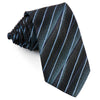 Pierre Cardin Men’s Woven Silk Tie Blue Stripes On Black - 1