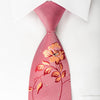 Pierre Cardin Rhinestone Silk Necktie Floral On Pink With 