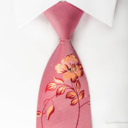 Pierre Cardin Rhinestone Silk Necktie Floral On Pink With 