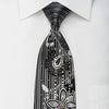Pierre Cardin Rhinestone Silk Necktie Silver Floral On Black