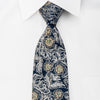 Pierre Cardin Rhinestone Silk Necktie Silver Gold Floral On 