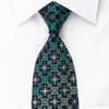 Pierre Cardin Rhinestone Silk Necktie Turquoise Cartouche On