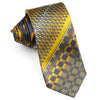 Pierre Cardin Silk Neck Tie Yellow Stripes & Checks On Gray 