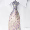 Pierre Cardin Silk Rhinestone Necktie Purple White Zigzag 