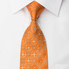 Pierre Cardin Silk Rhinestone Tie Silver Cartouche On Orange