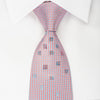Pierre Cardin Silk Tie Blue Red Lattice With Rhinestones - 1