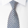 Premium Royal Rhinestone Silk Necktie Gold Blue Checker With