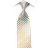 Premium Royal Rhinestone Silk Tie Gold Paisley Checkered On 