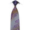 Premium Royal Rhinestone Tie Purple Paisley Orange Checkered