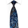 Remizio Men’s Rhinestone Silk Necktie Blue Scrolls On Black 