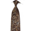 Remizio Men’s Rhinestone Tie Scrolls On Brown With Silver 