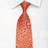 Remizio Men’s Silk Necktie Golden Floral On Red Sparkling 