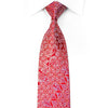 Remizio Rhinestone Silk Necktie Geometric Floral On Red With