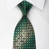 Remizio Rhinestone Silk Necktie Green Quatrefoil On Black 