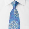 Remizio Rhinestone Tie Silver Medallions On Blue With Silver