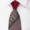 Remizio Silk Rhinestone Tie Cartouche Checker On Burgundy 