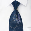 Remizio Silk Tie Rhinestone Butterflies On Blue - 1