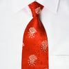 Renoir Rhinestone Silk Necktie Floral On Red With Sparkles -