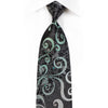 Renoma Men’s Crystal Silk Necktie Silver Green Scrolls On 