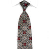Renoma Men’s Crystal Silk Necktie Silver Red Arabesque On 