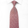 Renoma Men’s Crystal Silk Tie Silver Burgundy Checkered With