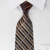 Renoma Men’s Rhineston Silk Necktie Orange Black Striped 