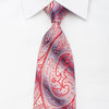 Renoma Men’s Rhinestone Necktie Red Paisley On Silver With 