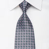 Renoma Mens Rhinestone Necktie Silver Geometric Silk With 