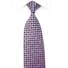 Renoma Men’s Rhinestone Necktie Silver Purple Checkered With