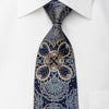 Renoma Men’s Rhinestone Silk Necktie Anthemion On Navy With 
