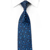 Renoma Men’s Rhinestone Silk Necktie Blue Scrolls On Navy 